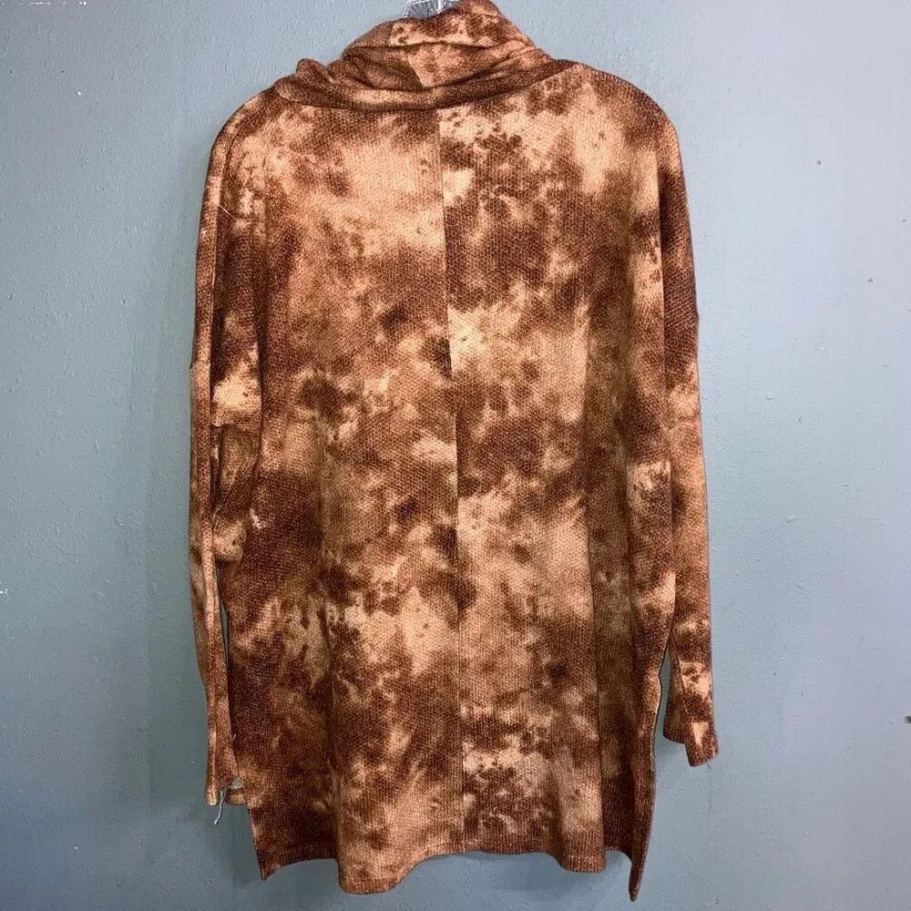 Zenana tie dye cowl neck dolman sleeve tunic Oversized sweater Medium 730
